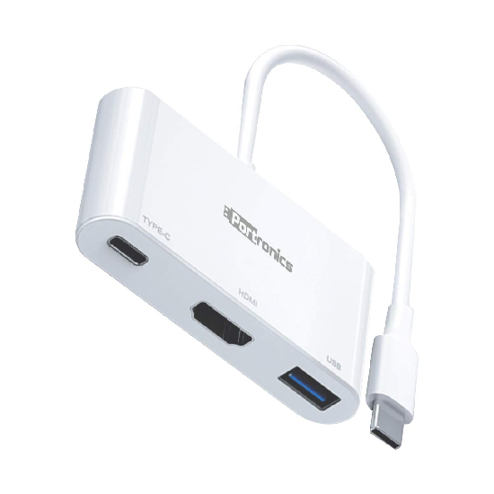 Portronics C-Konnect Type C to HDMI Adapter (3-in-1), Multiport USB C Hub